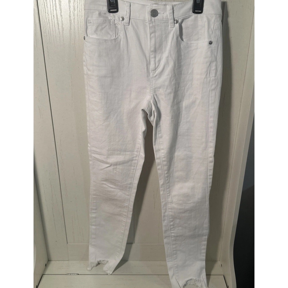 Loft Outlet Women's Skinny Ankle Jeans Mid Rise Frayed Hem Size‎ 0 White